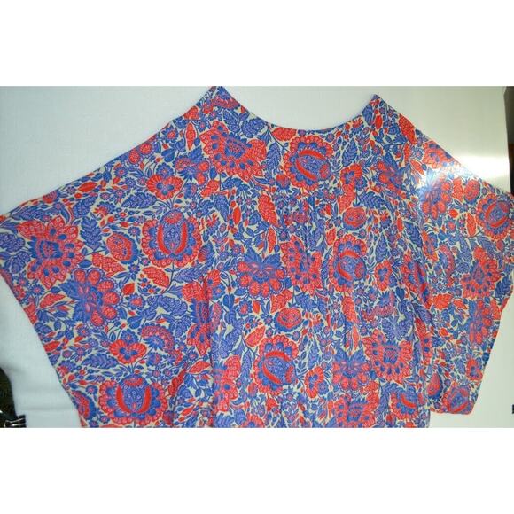 Karlie Floral Top Blouse Shirt Loose Kimono SS Large Button Front Drawstring - Picture 11 of 13